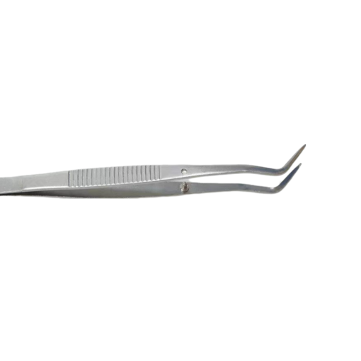 16 cm Double Curved Dental Lab Pincette with Positioning Hole - Stainless Steel